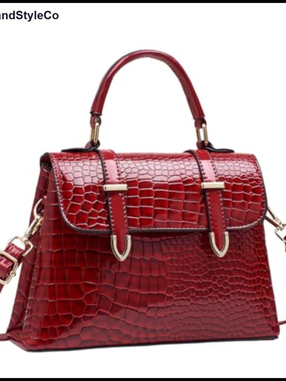 Patent Leather Satchel Handbag Top Handle Flap Purse with Strap
